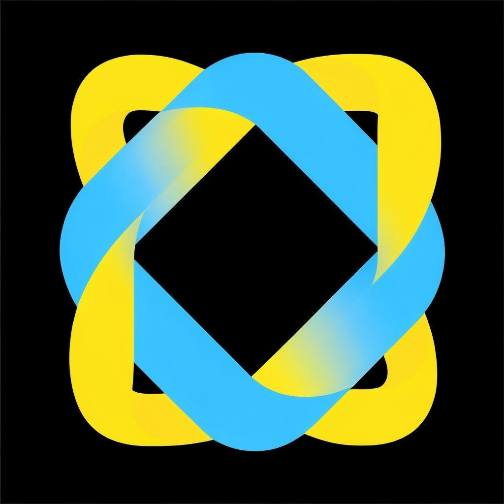 Vibrant Yellow and Blue Curved Diamond Logo Design