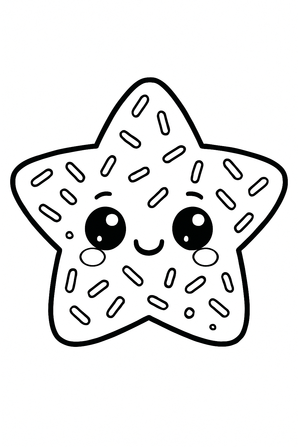 Cute Kawaii Star Character with Sprinkles Coloring Page