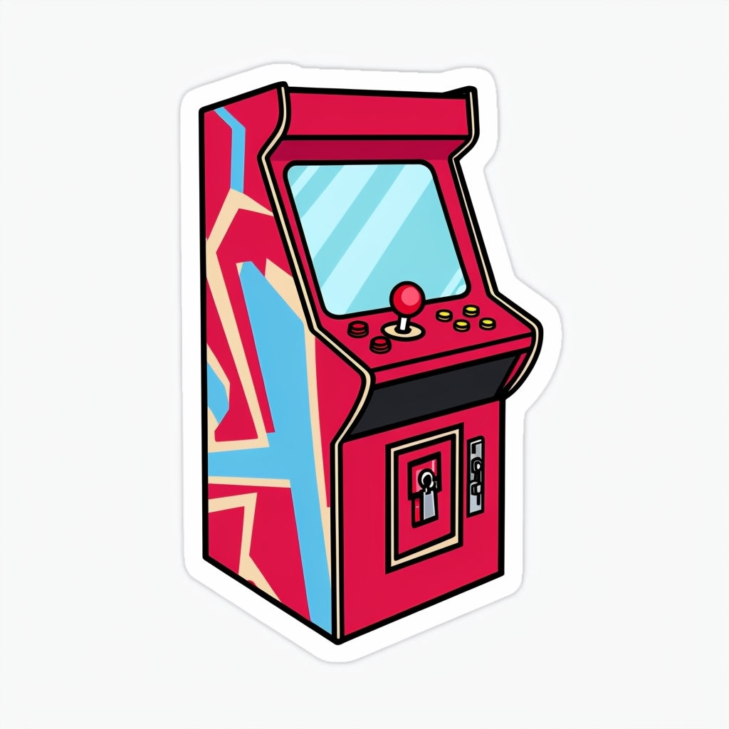 Retro Arcade Game Machine Cartoon Sticker Design