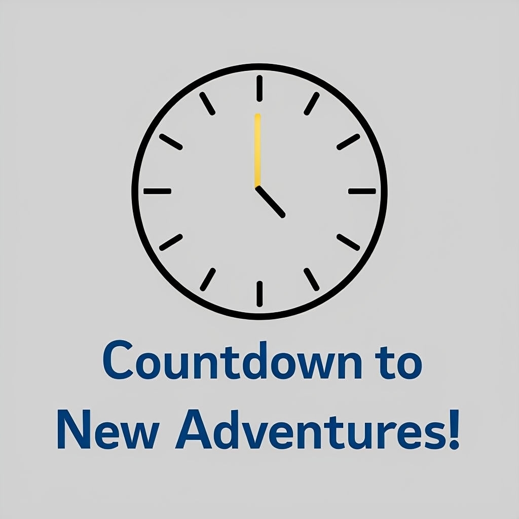 Countdown to New Adventures Minimalist Clock Sticker