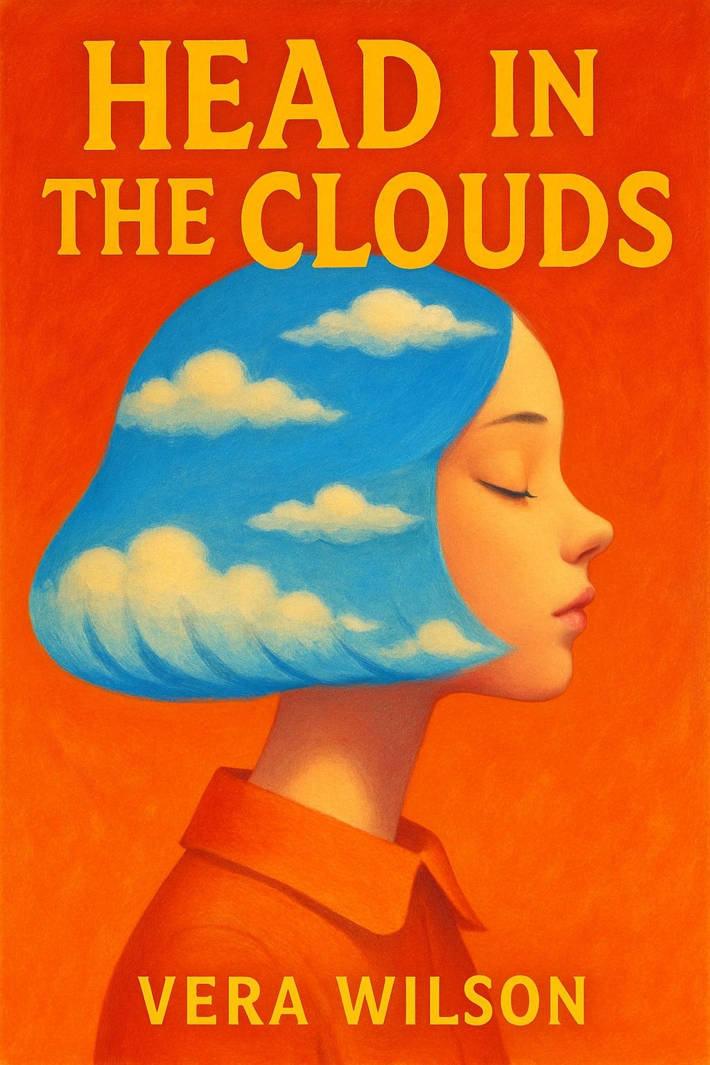 Surrealistic Head in the Clouds Book Cover Illustration EBook Cover