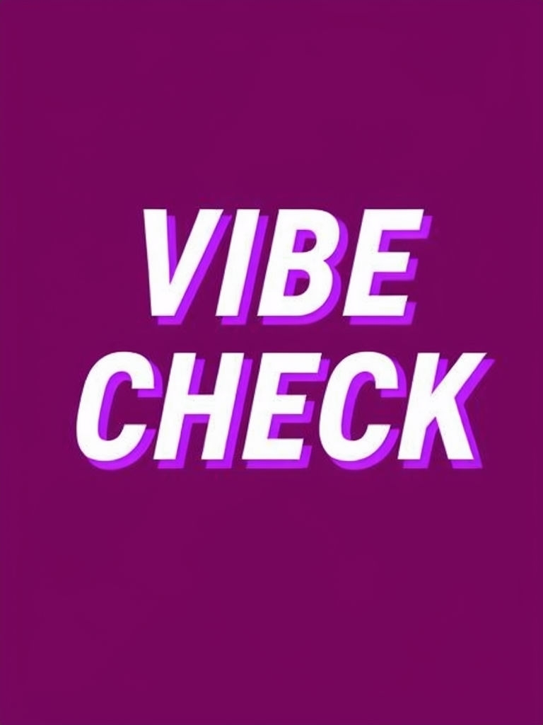 Bold White VIBE CHECK Typography on Deep Purple Background Poster
