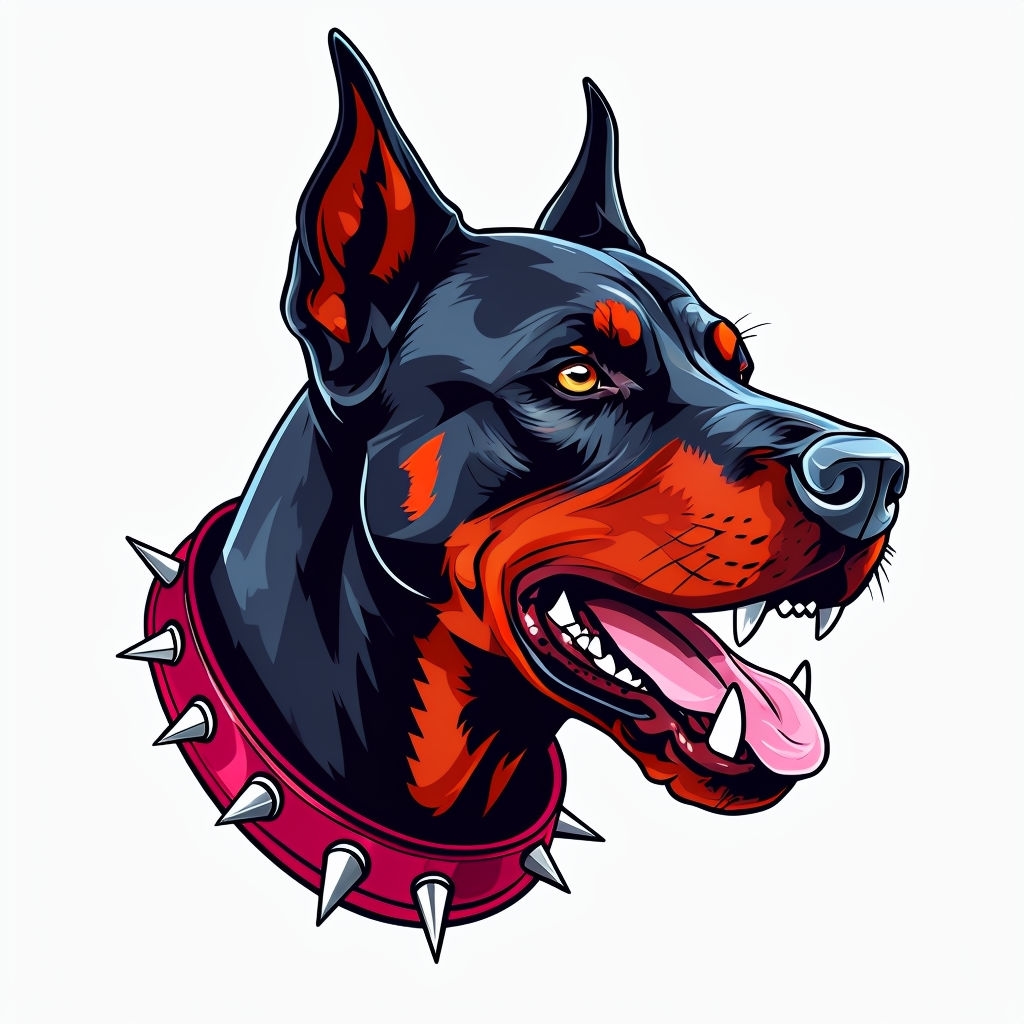 Fierce Doberman Pinscher Digital Illustration Mug