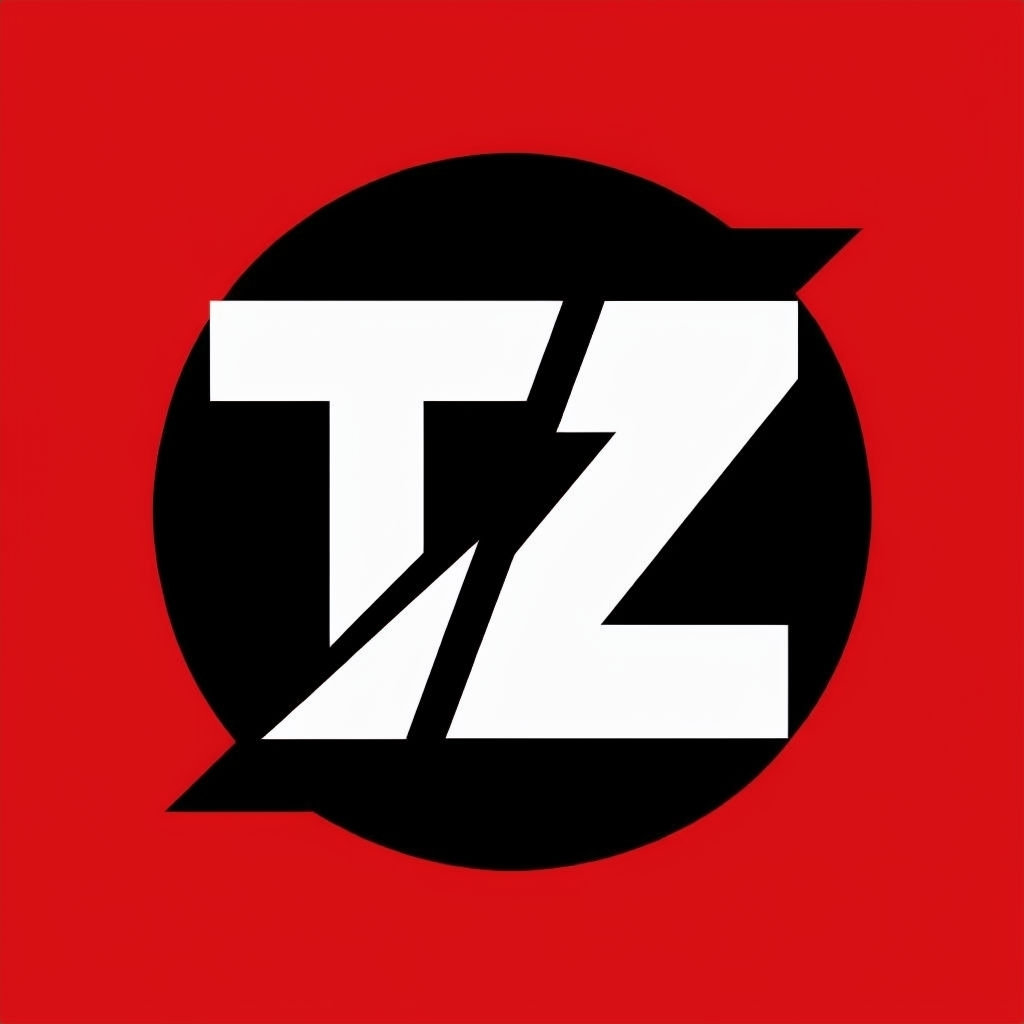 Bold Modern T and Z Monogram Logo Design with Red Background Monogram