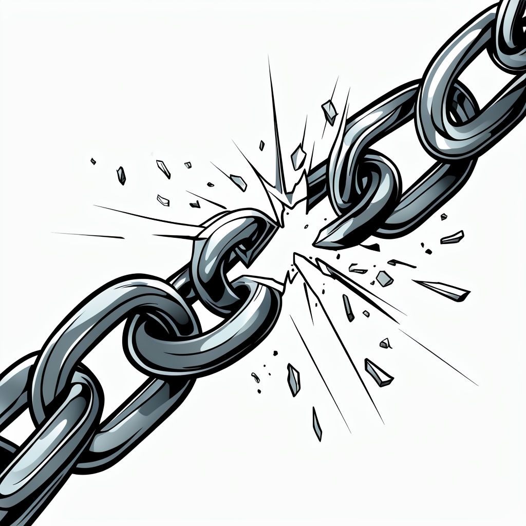 Breaking Metallic Chain Illustration T-Shirt