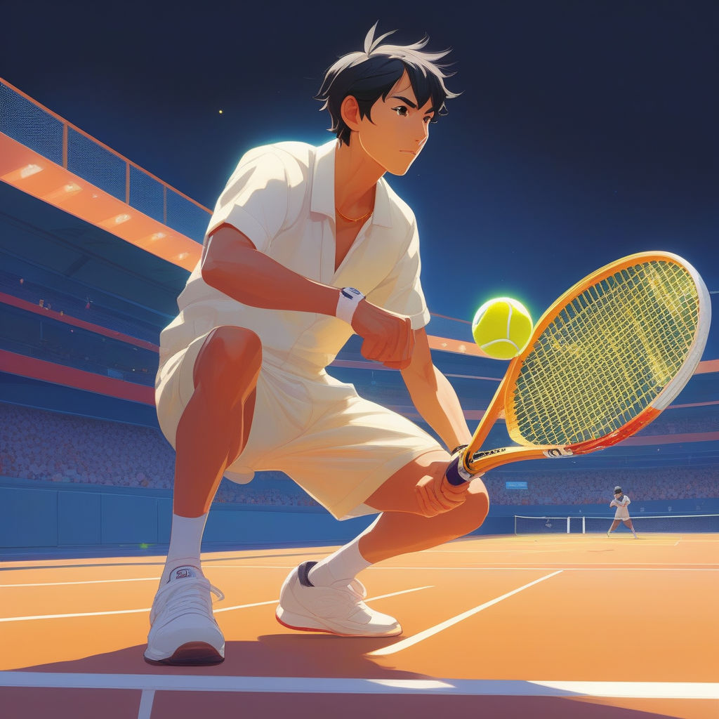 a very beautiful proud young anime tennis girl