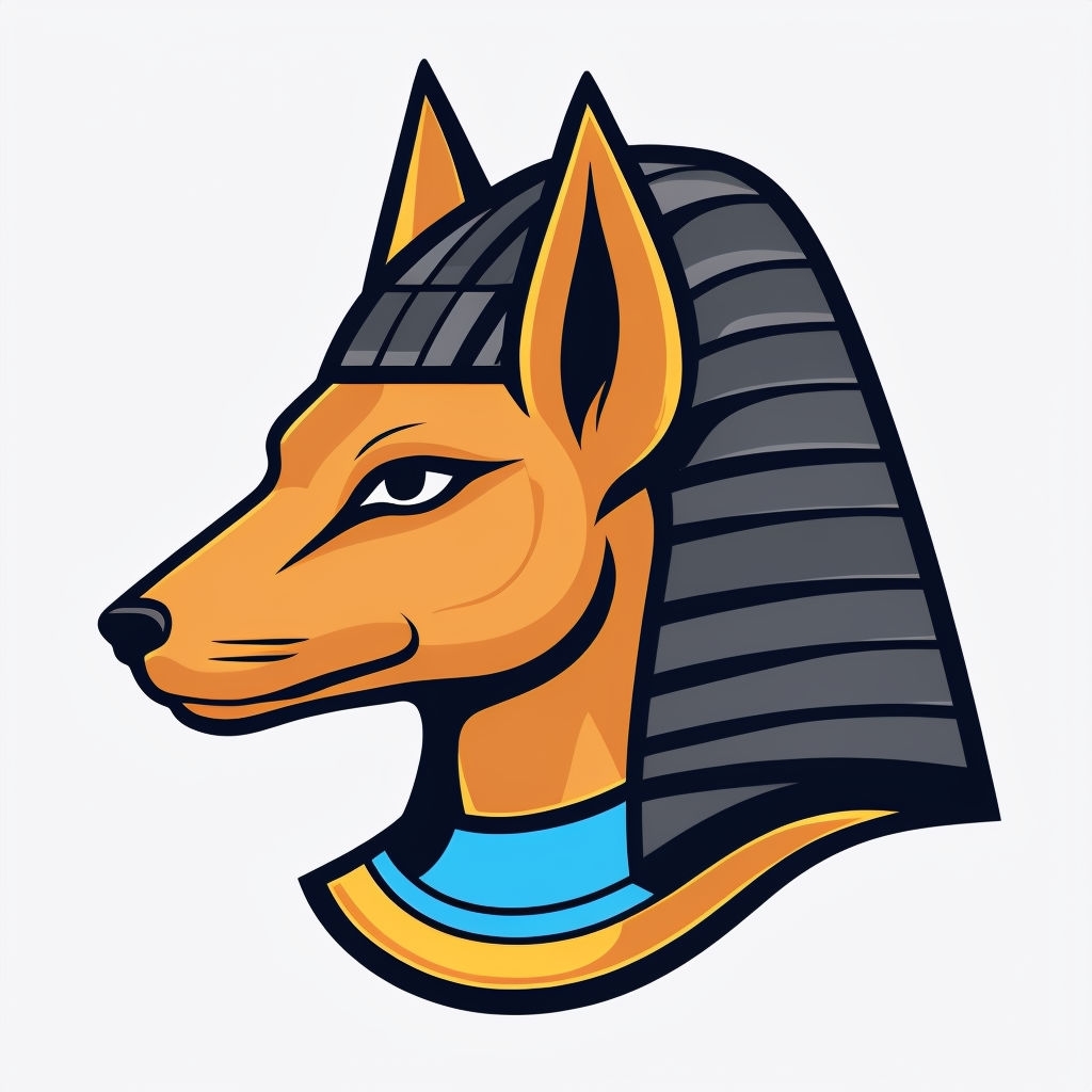 Stylized Egyptian Jackal God Cartoon Illustration Sticker