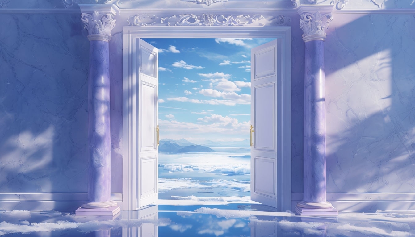 Ethereal Lavender Symmetrical Doorway Virtual Background Art