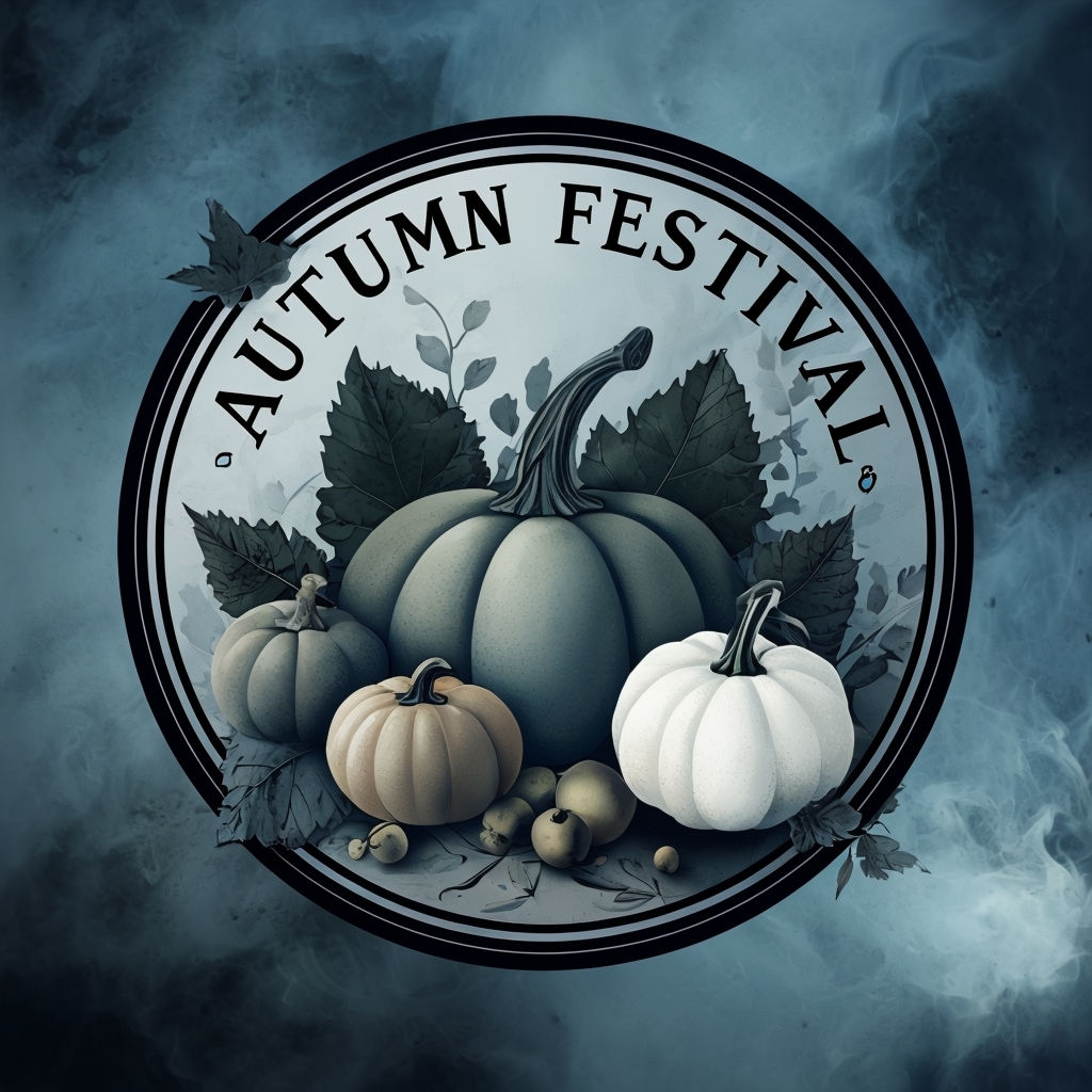 Autumn Festival Logo with Pumpkins and Rustic Elements