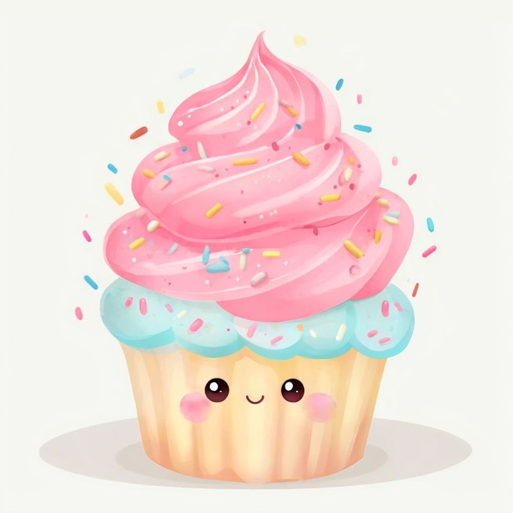 Playful Whimsical Cupcake with Smiling Face Design Mug