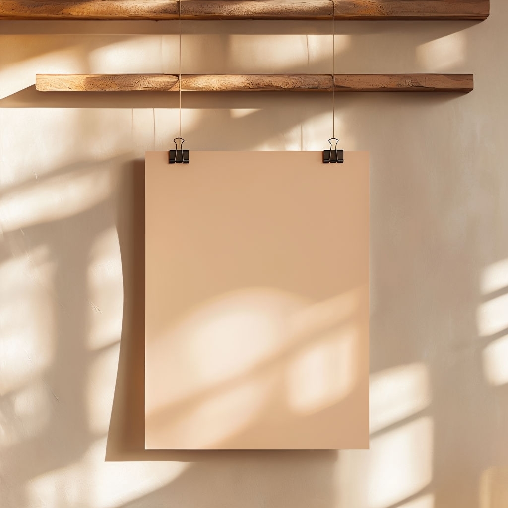 Elegant Peach Blank Poster with Natural Wooden Beams Social Media Post