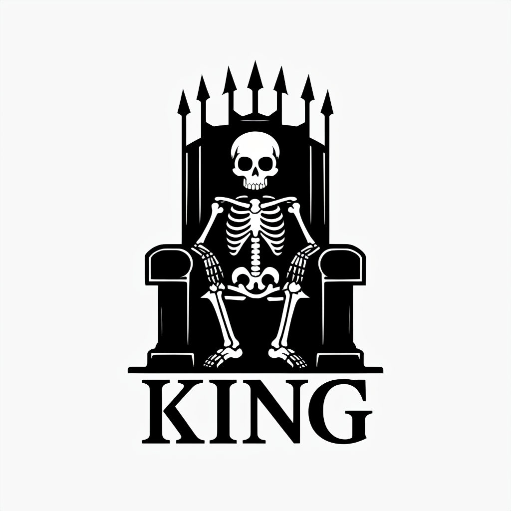 Minimalist Skeleton King Logo Design T-Shirt