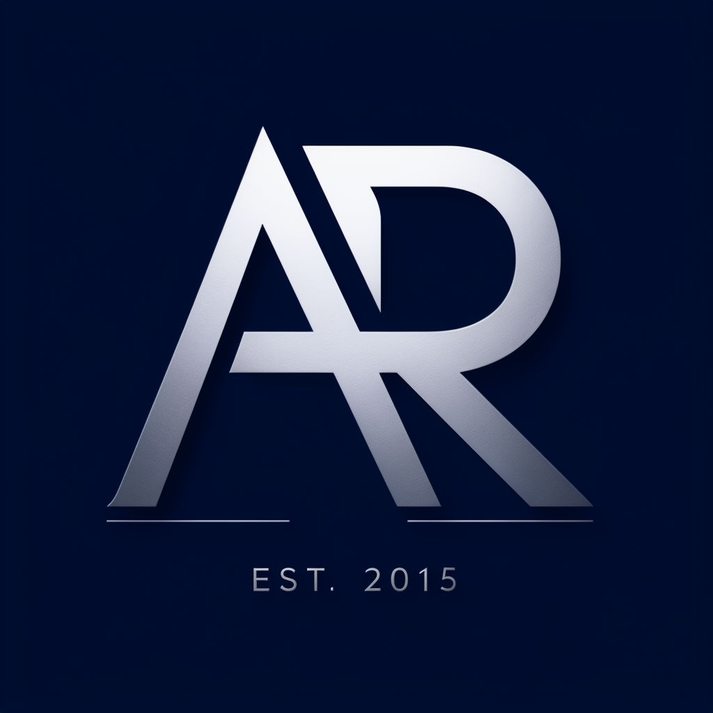 Sophisticated Navy Blue Silver AR Monogram with EST 2015 Design Monogram
