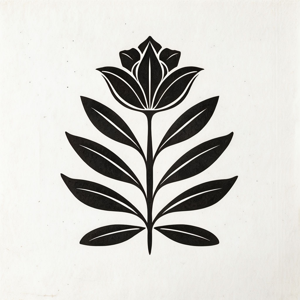 Minimalist Black Floral Design on White Background Sticker