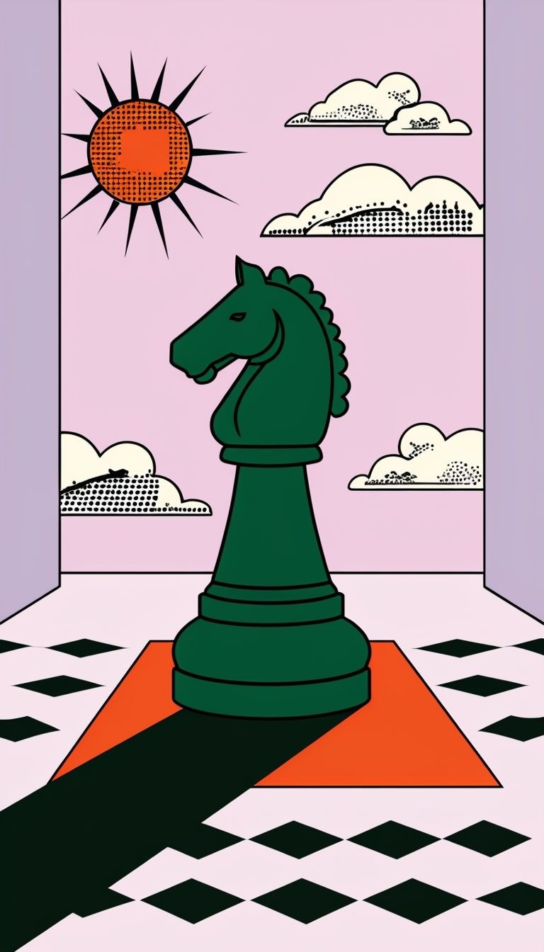 Minimalist Forest Green Chess Knight Illustration Mobile Wallpaper