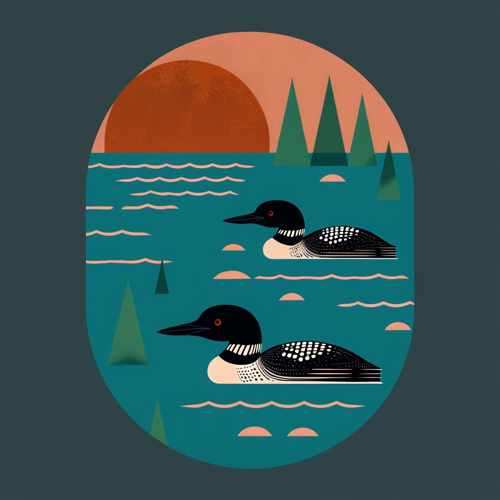 Serene Minimalist Loon Vector Art Illustration Poster - Playground