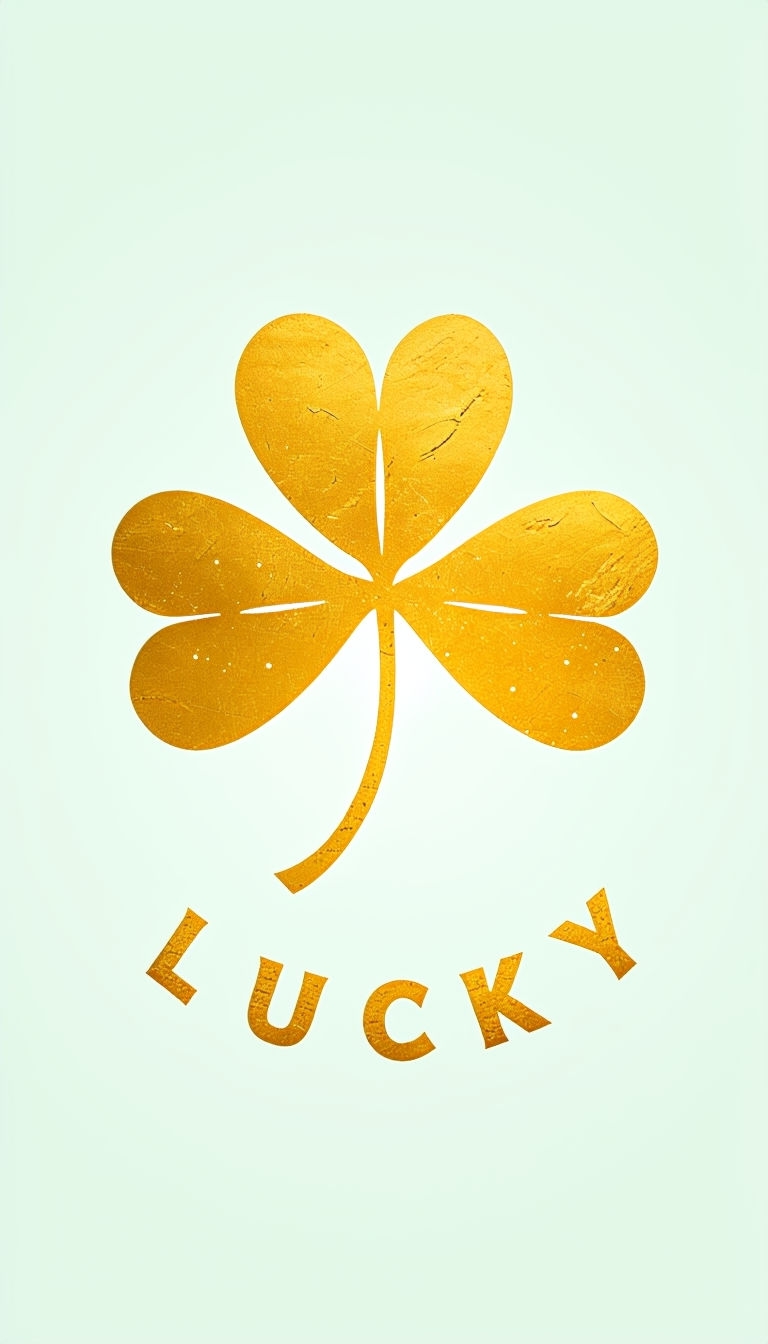 Elegant Gold Four-Leaf Clover and Lucky Text Mobile Wallpaper