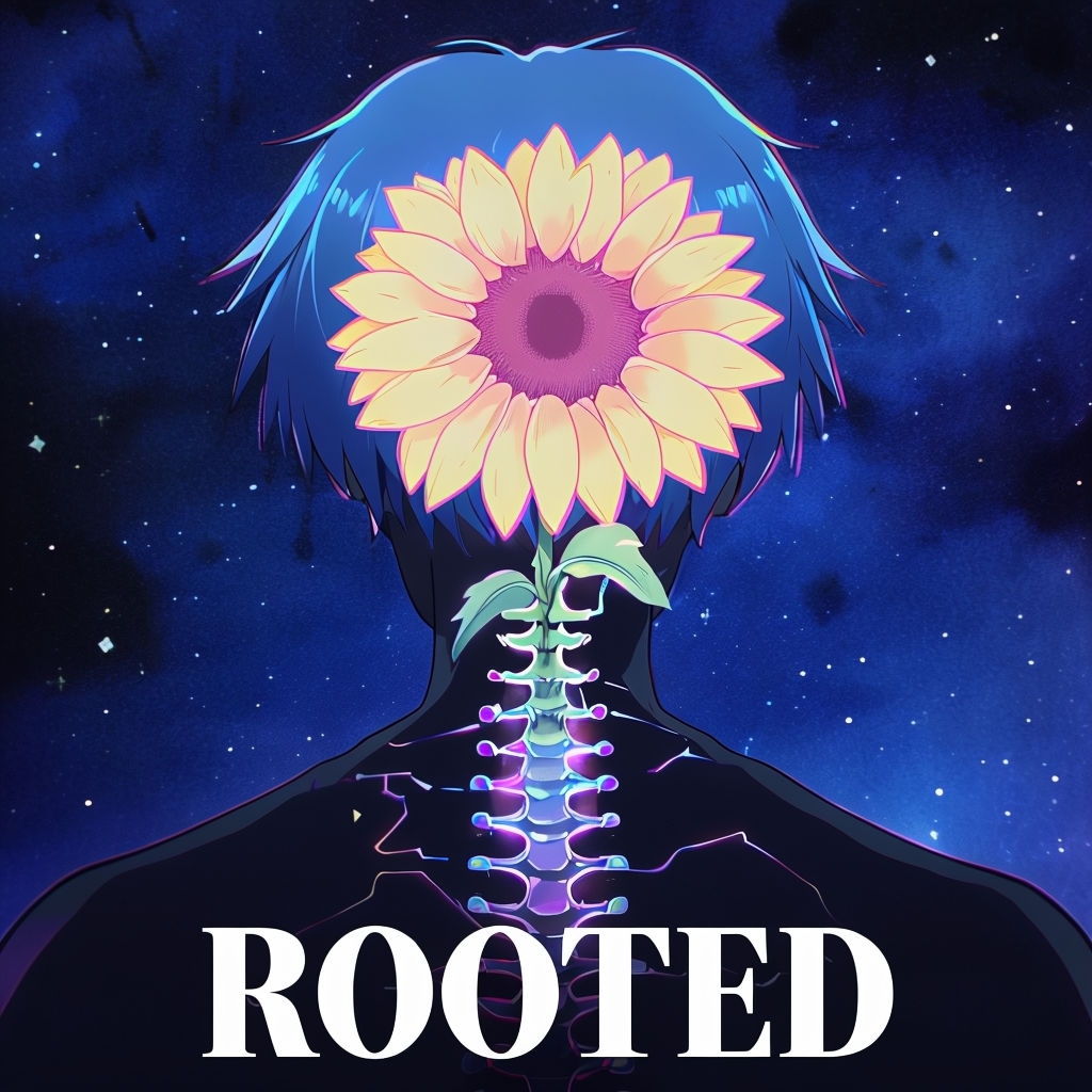 Surreal Anime Artwork with Vibrant Sunflower and Cosmic Elements Spotify Album Cover