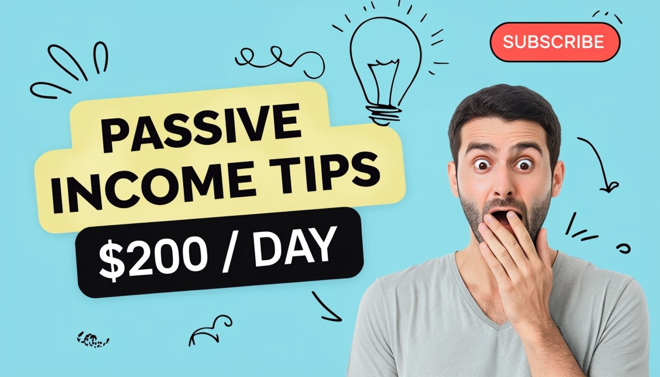 Surprised Man and Passive Income Tips Promotional Banner Art