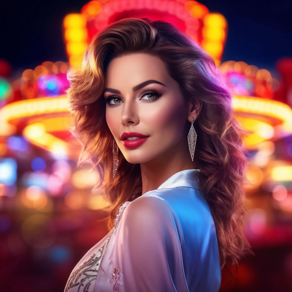 portrait of a beautiful women on the background of the strip boulevard in  Las Vegas