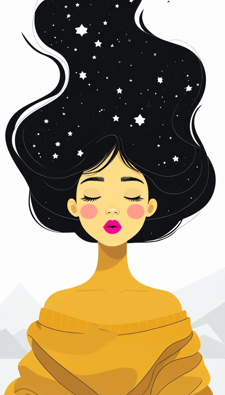 Dreamy Minimalist Girl with Abstract Night Sky Phone Case Cover