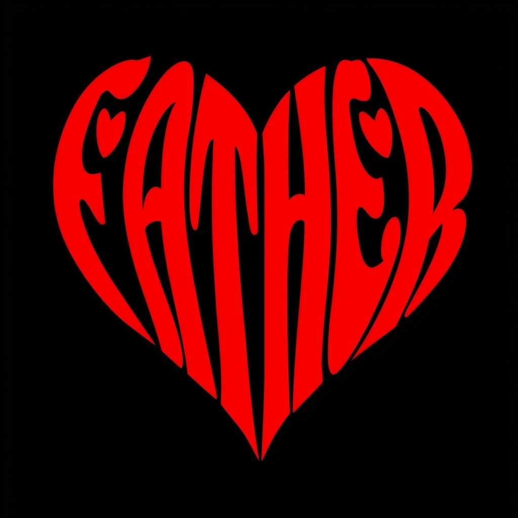Bold Red Father Heart Typography Graphic T-Shirt