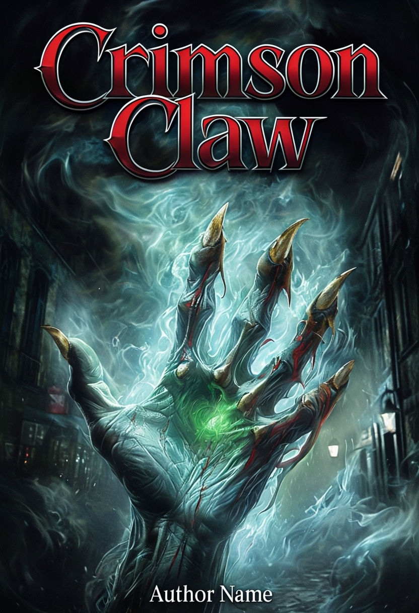 Eerie Crimson Claw Hand Emerging from Dark Mist EBook Cover