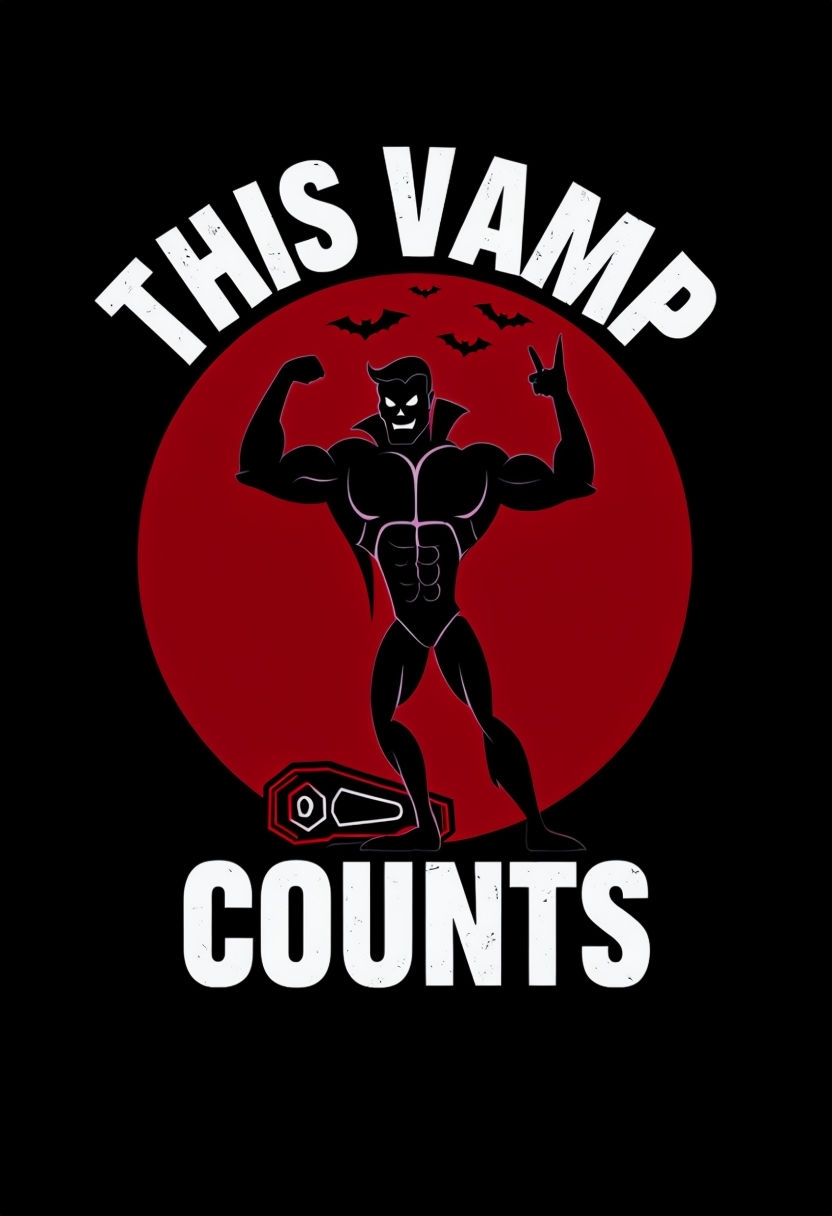 Humorous Halloween Fitness Vampire Design T-Shirt