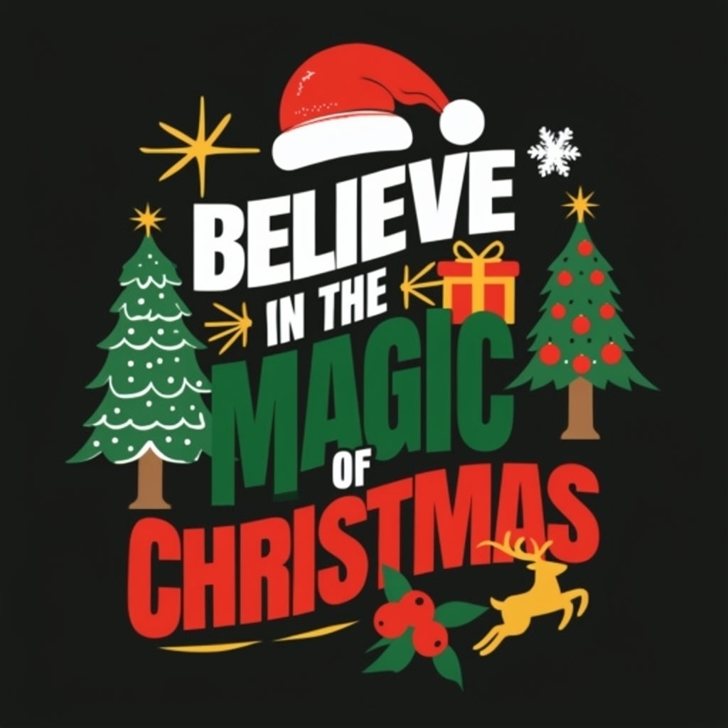 Festive Believe in the Magic of Christmas Graphic T-Shirt