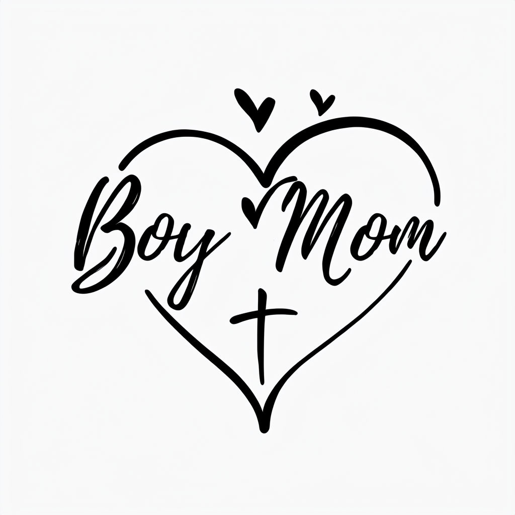 Minimalist Boy Mom Handwritten Heart T-Shirt