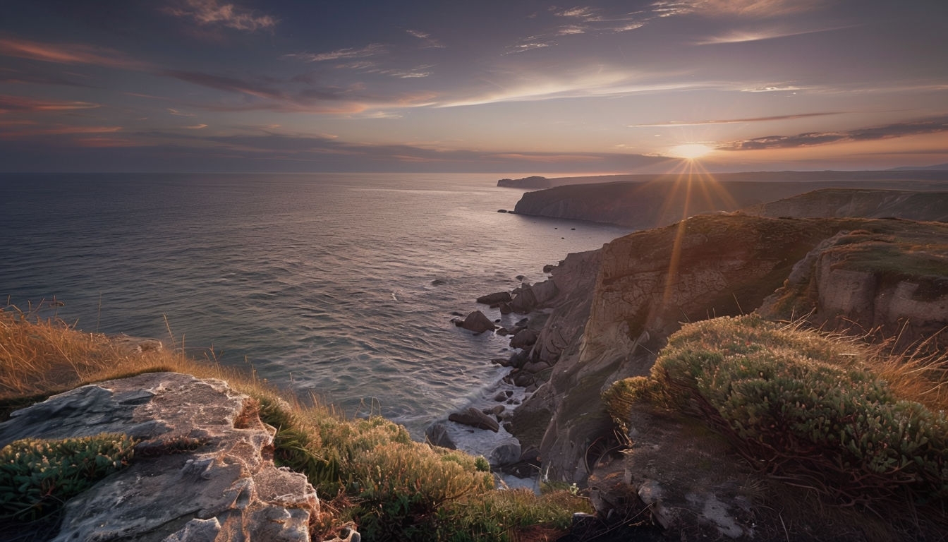 Tranquil Coastal Sunset Landscape for Virtual Backgrounds