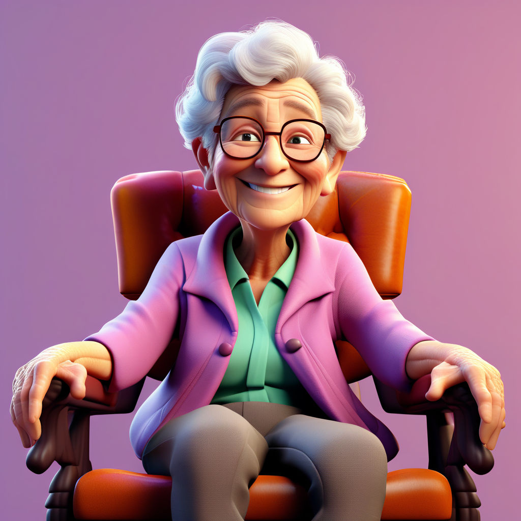 A funny little old lady with huge glasses cartoon