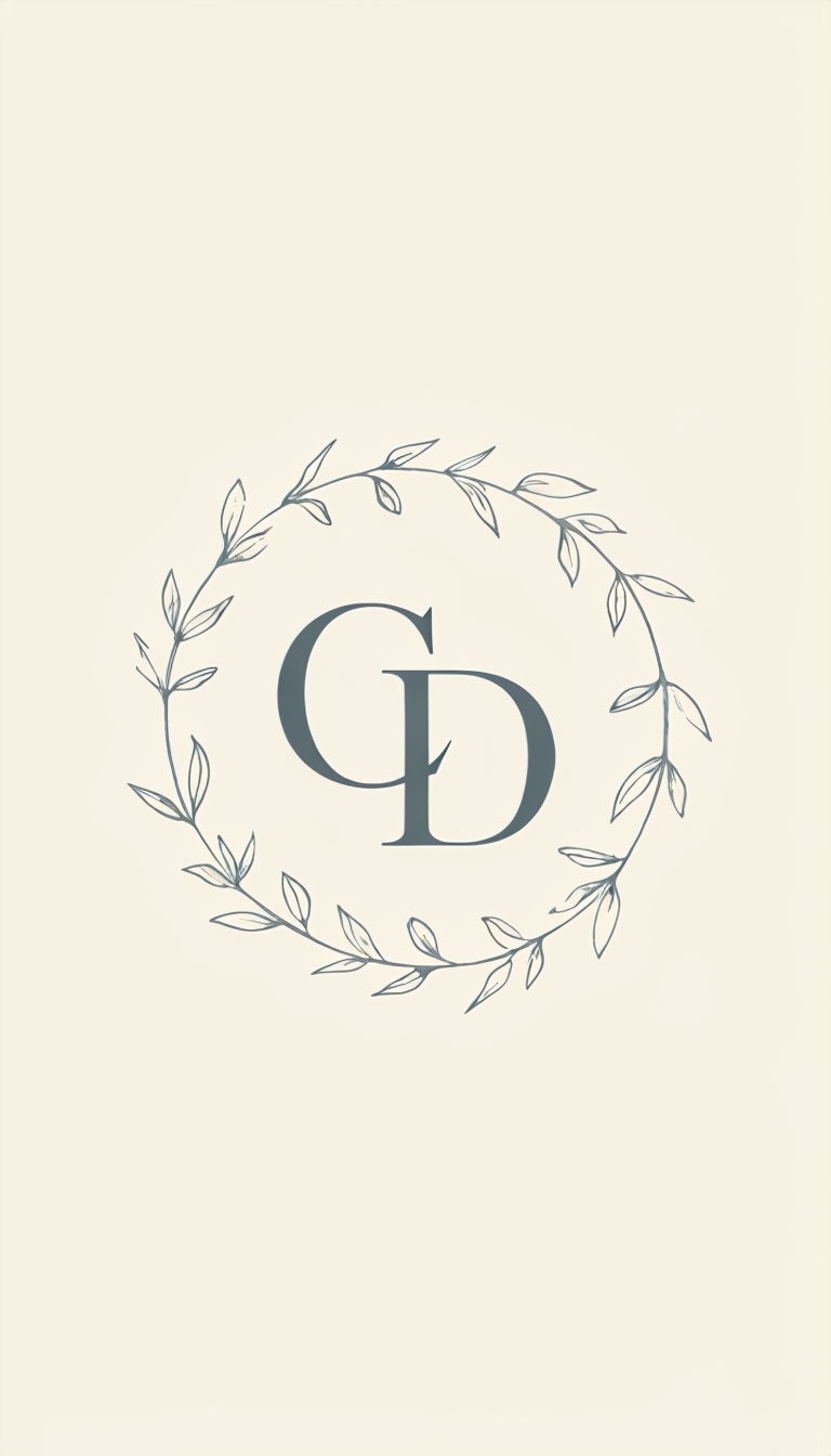 Elegant Intertwined CD Monogram with Leaf Embellishment Sticker