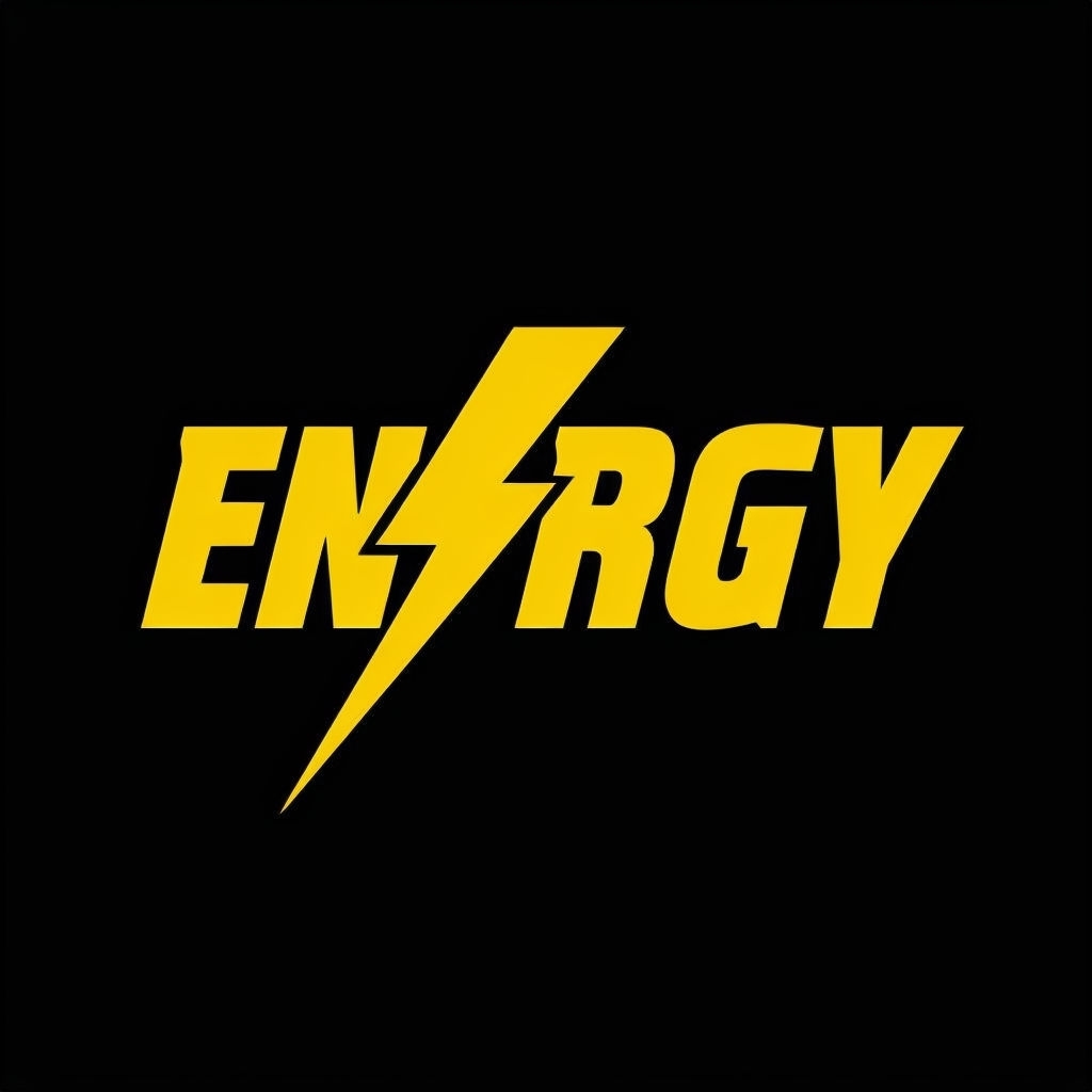 Bold Yellow Energy Lightning Logo Design on Black Background