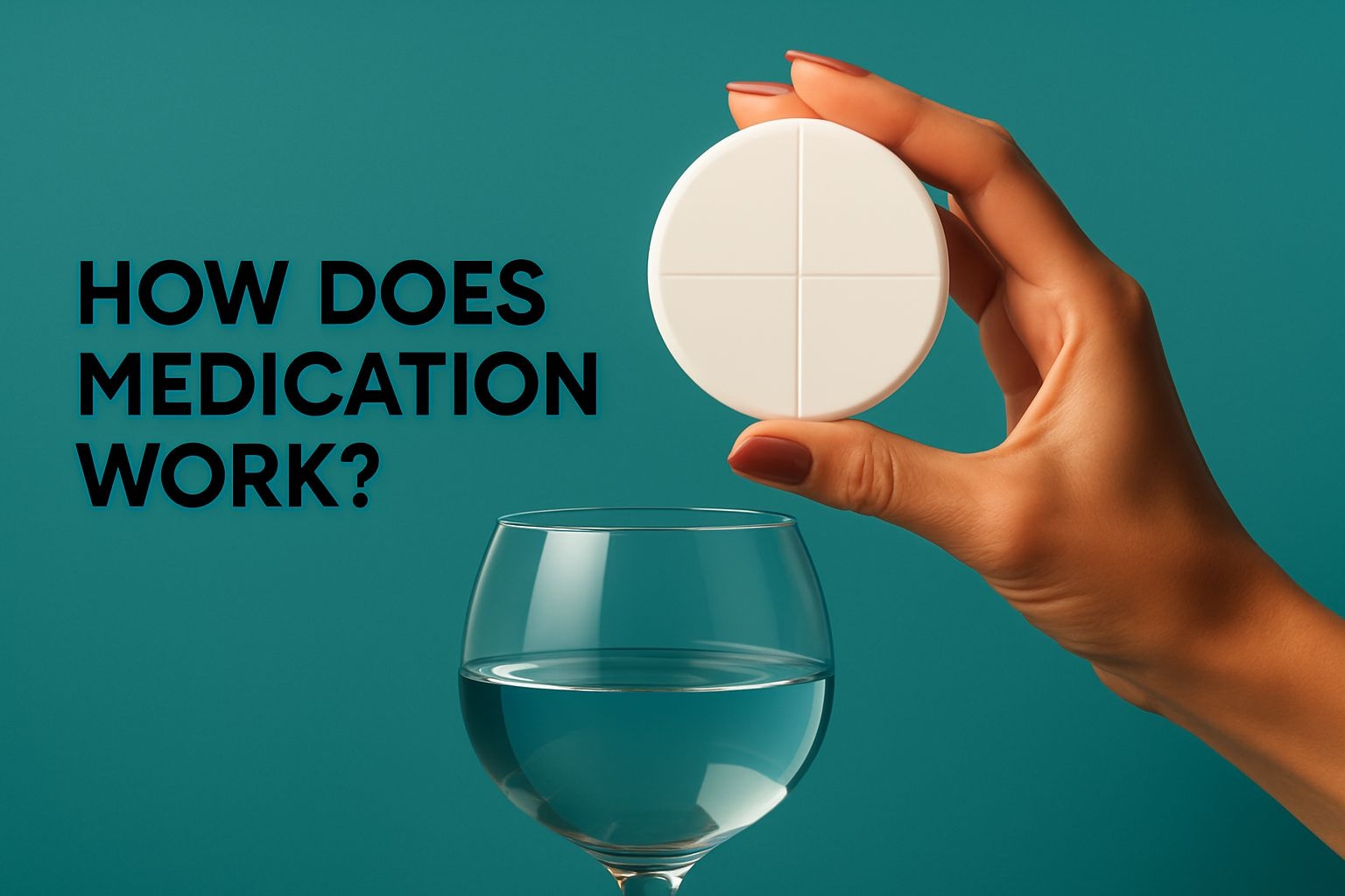 Hand Holding White Medication Tablet with Wine Glass Social Media Post