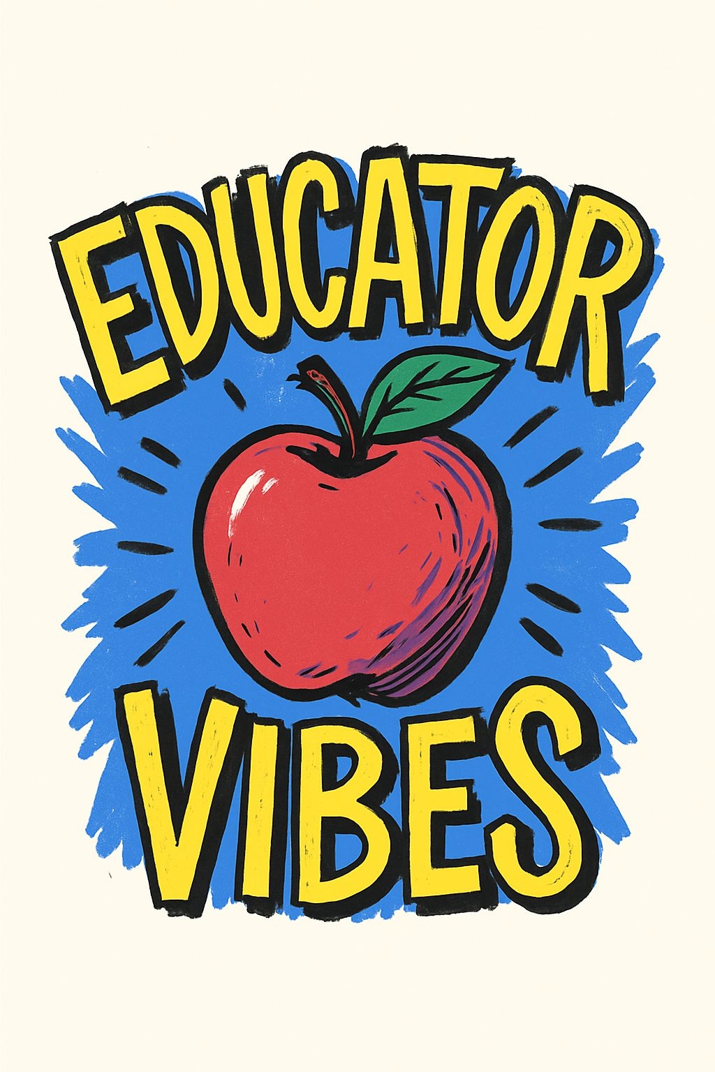 Vibrant Pop Art Educator Vibes Red Apple T-Shirt