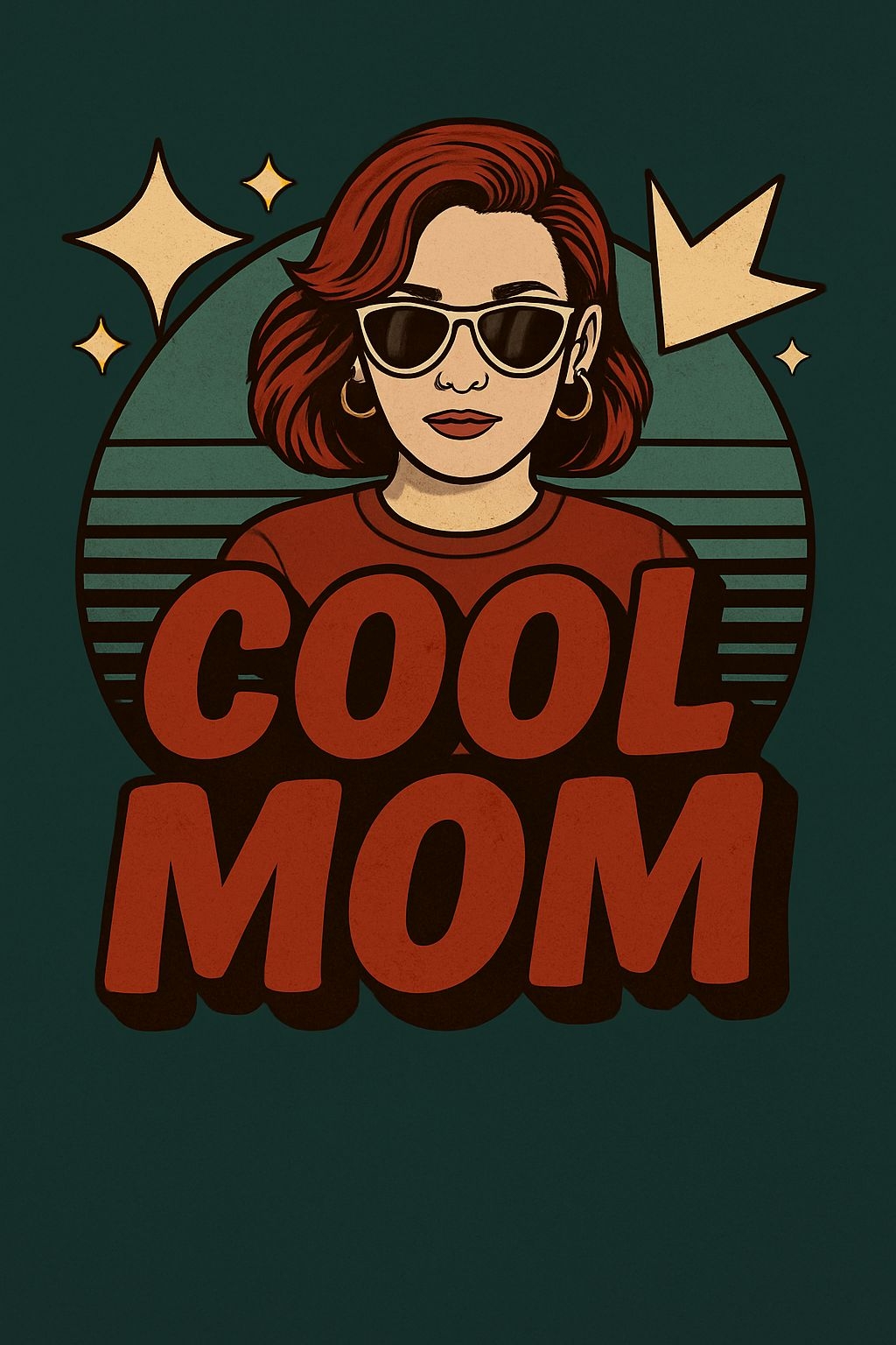 Empowering Retro Cool Mom Illustration T-Shirt