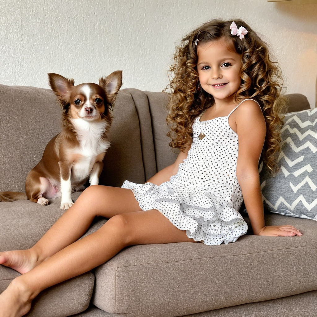 Full body of a really beautiful 5 year old girl with curly l... by ...