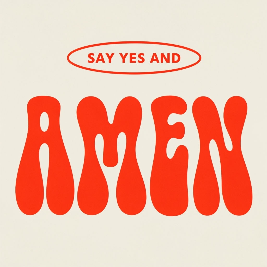 Bold Red 'Say Yes And Amen' Retro Design T-shirt