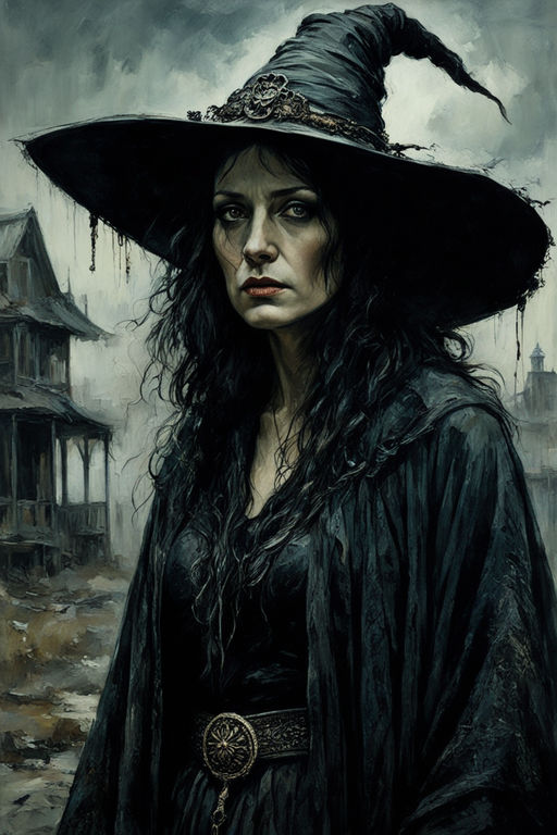 A wimsical scary witch with asmirk and rotten teath by Вероника ...