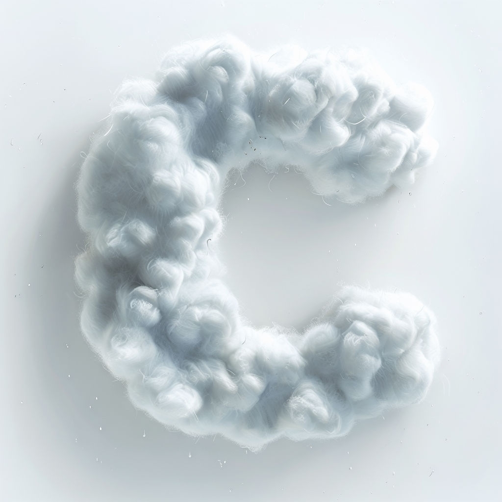 Cloud-Inspired Monogram Letter C with Fluffy Texture Design Monogram