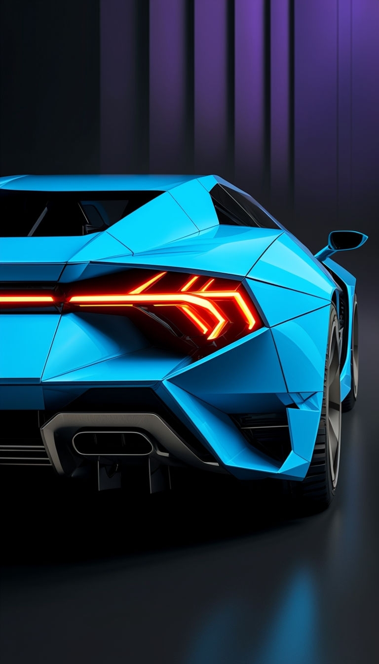 Futuristic Electric Blue Automobile Concept Art Mobile Wallpaper