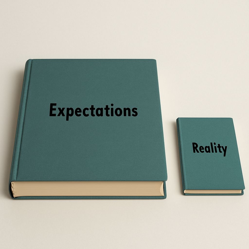 Expectations vs Reality Minimalist Book Illustration Sticker