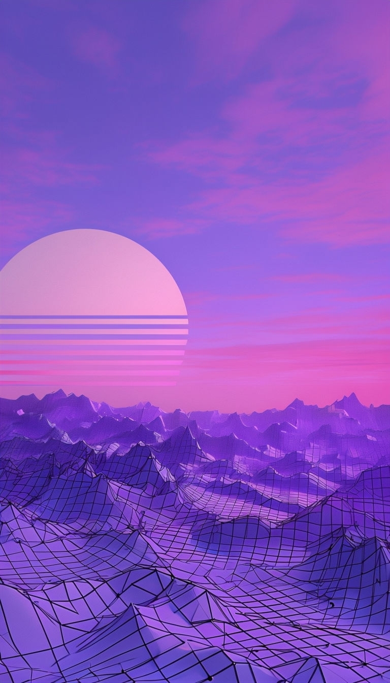 Surreal Retro-Futuristic Landscape with Pixelated Mountains Phone Case Cover