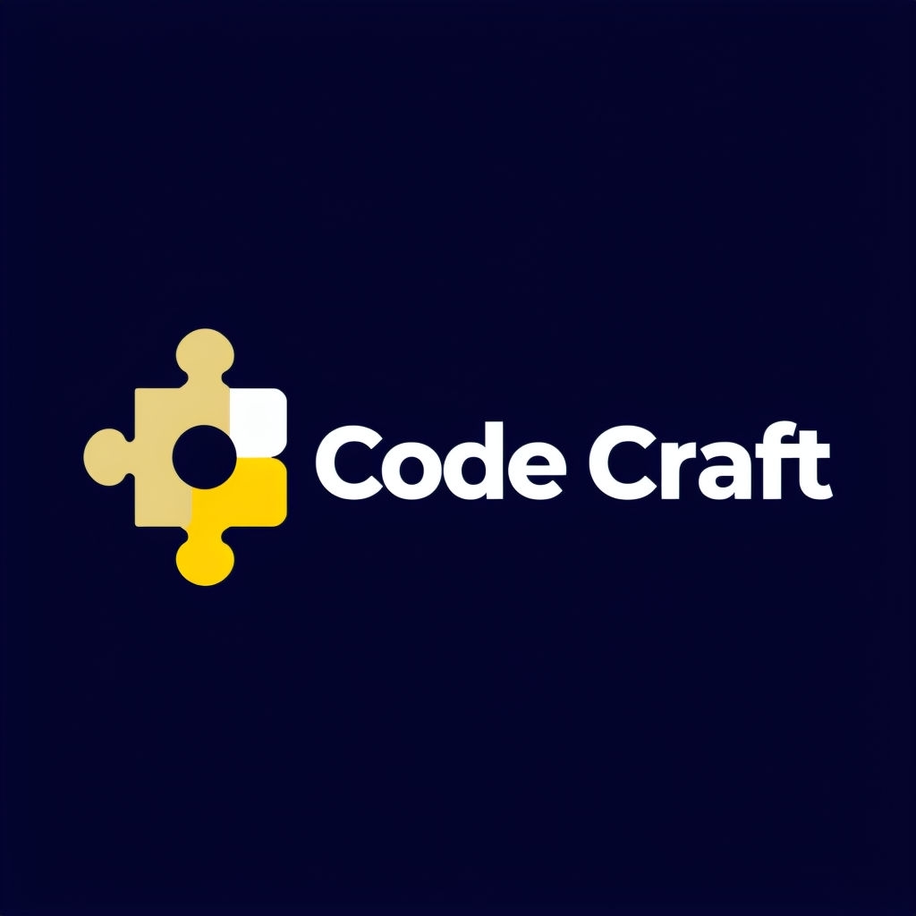 Modern Minimalist Code Craft Logo Design with Puzzle Element