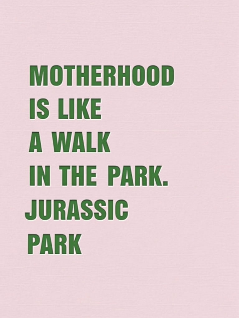 Humorous Minimalist Motherhood Quote on Blush Pink Background Poster