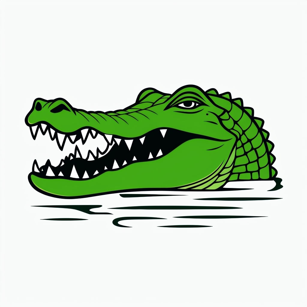 Playful Alligator Head Cartoon Illustration Sticker