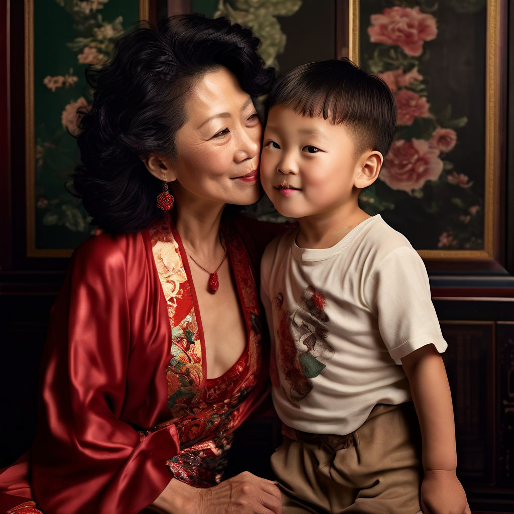 Chinese Little Handsome Boy Kisses Chinese Beautiful 40 Year By chinese-little-handsome-boy-kisses-chinese-beautiful-40-year-by
