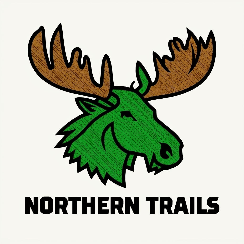 Stylized Moose Head with Northern Trails Text T-Shirt