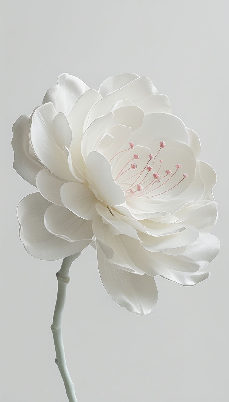 Elegant White Flower Minimalist Photograph for Tranquil Aesthetics Mobile Wallpaper